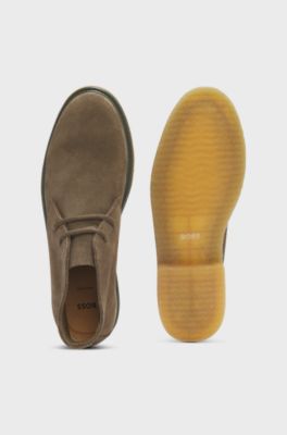 Suede desert boots with crepe sole, Dark Green