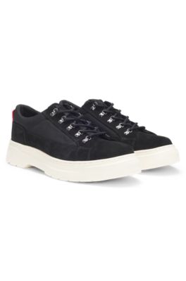 Suede Derby shoes with canvas trims, Black