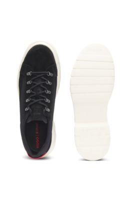 Suede Derby shoes with canvas trims, Black