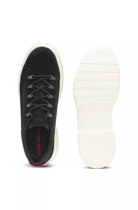 Suede Derby shoes with canvas trims