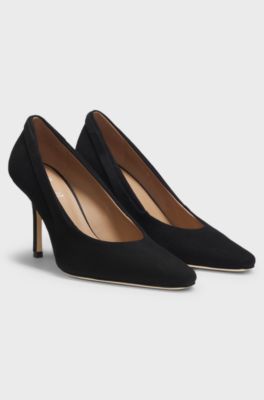 Pumps aus Veloursleder mit komfortabler Innensohle, Schwarz