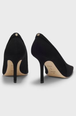 Pumps aus Veloursleder mit komfortabler Innensohle, Schwarz