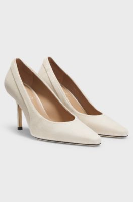 D&eacute;collet&eacute; in pelle scamosciata con comoda soletta, Beige chiaro