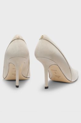 D&eacute;collet&eacute; in pelle scamosciata con comoda soletta, Beige chiaro