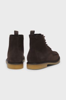 Suede half boots with crepe outsole, Dark Brown