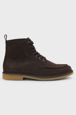 Suede half boots with crepe outsole, Dark Brown