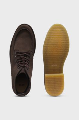 Suede half boots with crepe outsole, Dark Brown