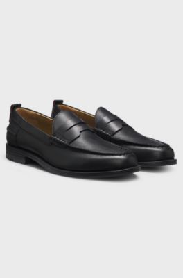 Mocassins en cuir avec finition Penny, Noir