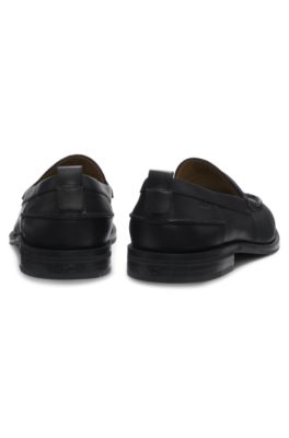Leather loafers with penny trim, Black