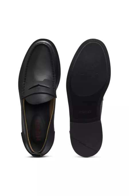 Leather loafers with penny trim