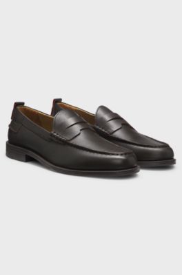 Leather loafers with penny trim, Dark Brown