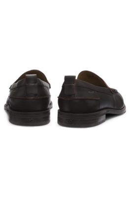 Leather loafers with penny trim, Dark Brown