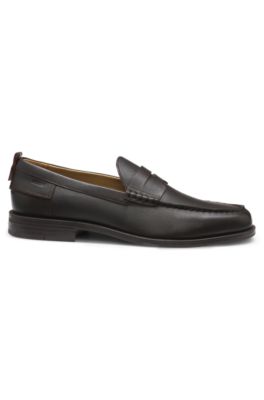 Leather loafers with penny trim, Dark Brown