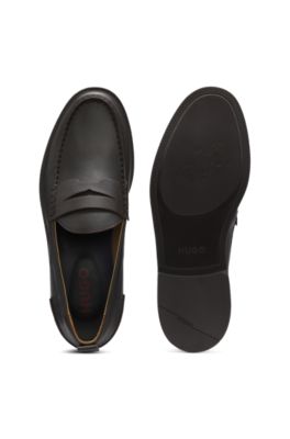 Leather loafers with penny trim, Dark Brown