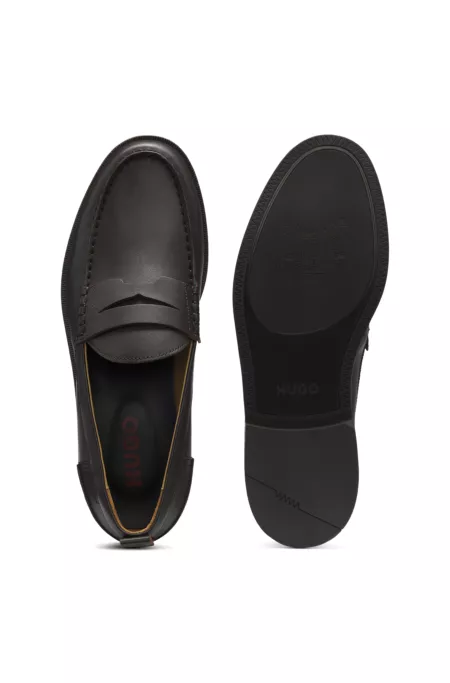 Leather loafers with penny trim