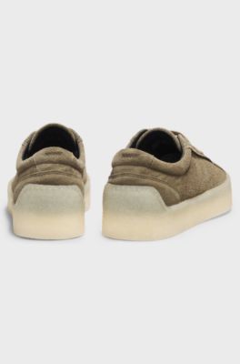 Zapatos Derby de ante con suela de goma de crep&eacute;, Verde