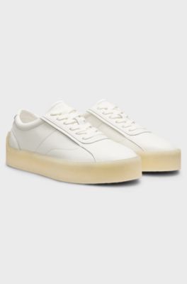 Leather Derby shoes with crepe rubber sole, White