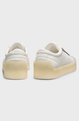 Leather Derby shoes with crepe rubber sole, White