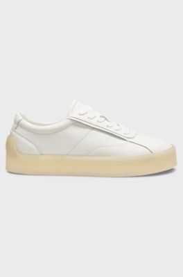 Leather Derby shoes with crepe rubber sole, White