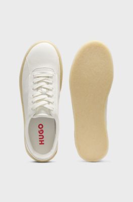 Scarpe derby in pelle con suola di crepe in gomma, Bianco