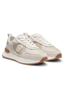 Trainers in suede and lizard-print faux leather 1