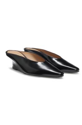 Leather mules with wedge heel 1