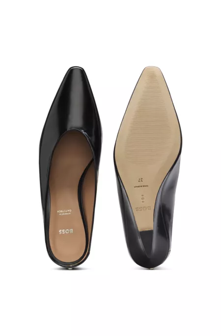 Mules en cuir à talon compensé