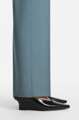 Leather mules with wedge heel, Black