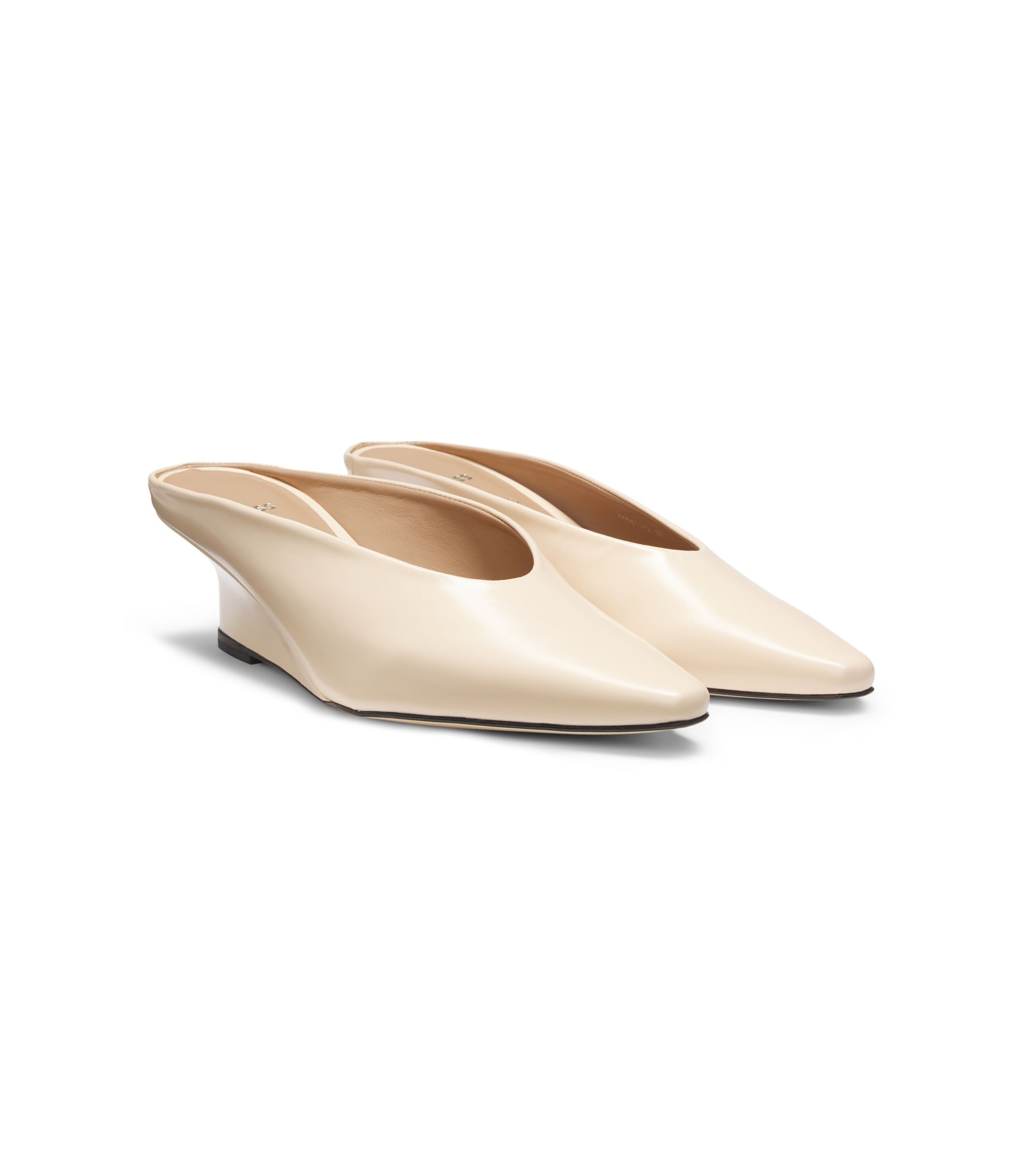 Mules aus Leder mit Keilabsatz