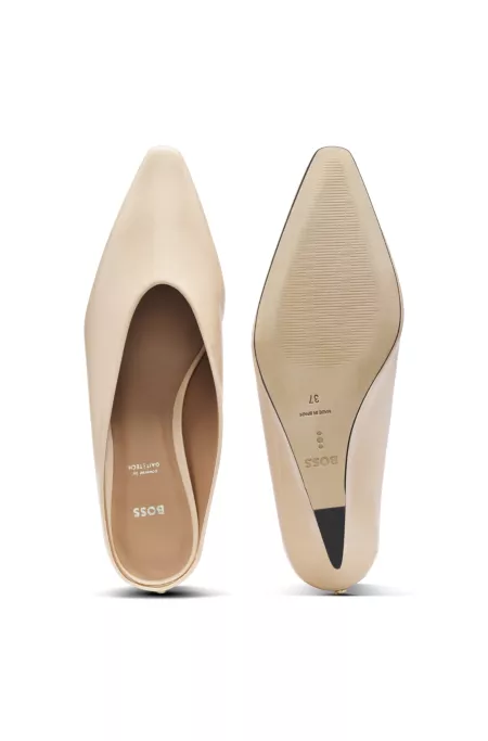 Leather mules with wedge heel