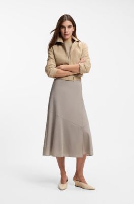 Mules en cuir &agrave; talon compens&eacute;, Beige clair