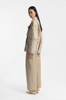 Leather mules with wedge heel, Light Beige