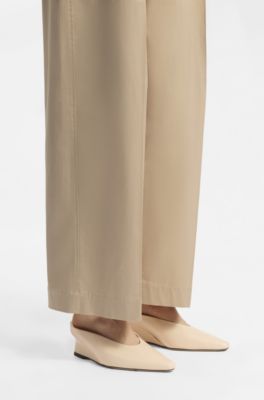 Leather mules with wedge heel, Light Beige