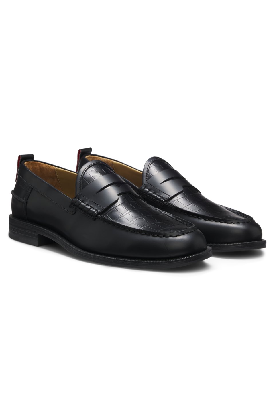 Leather loafers with crocodile vamp