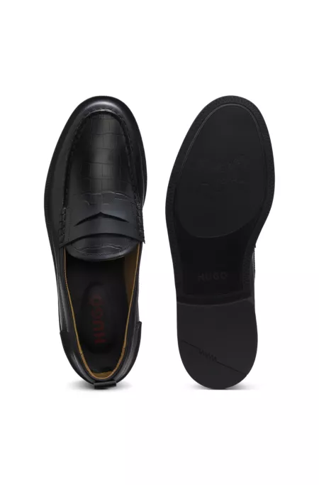 Mocassins en cuir avec vamp en crocodile