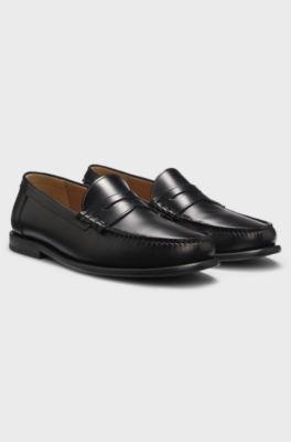 Loafers van leer met uitsparing, Zwart