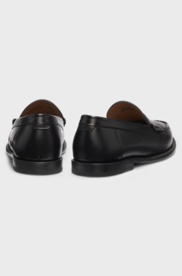 Loafer aus Leder mit Pennyloafer-B&uuml;ndchen, Schwarz