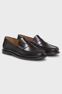 Leather loafers with penny trim, Dark Red