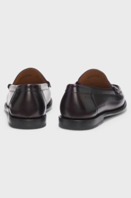 Leather loafers with penny trim, Dark Red
