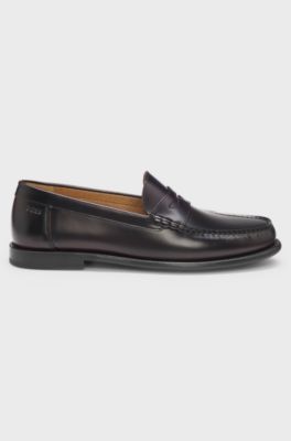 Leather loafers with penny trim, Dark Red