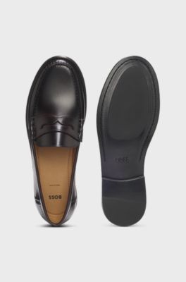 Leather loafers with penny trim, Dark Red