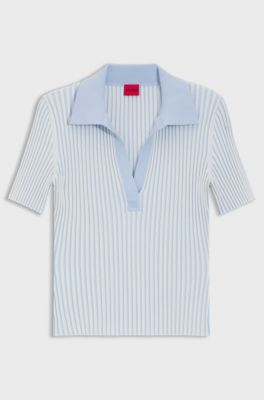 Vanis&eacute;-rib sweater with stacked logo, Patterned