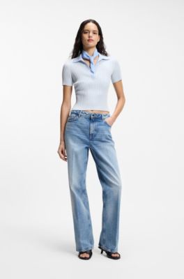 Vanis&eacute;-rib sweater with stacked logo, Patterned