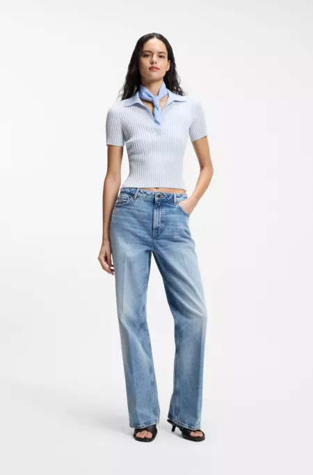 Jersey de canalé vanisé con logo apilado