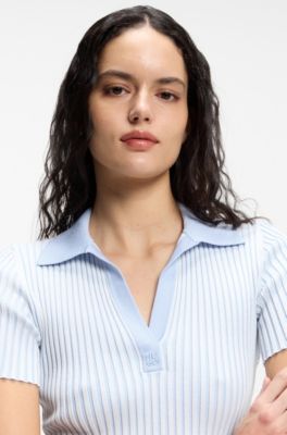 Vanis&eacute;-rib sweater with stacked logo, Patterned