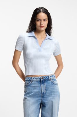 Vanis&eacute;-rib sweater with stacked logo, Patterned