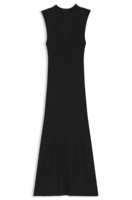 Ribbed dress with colour-blocked effect, Black