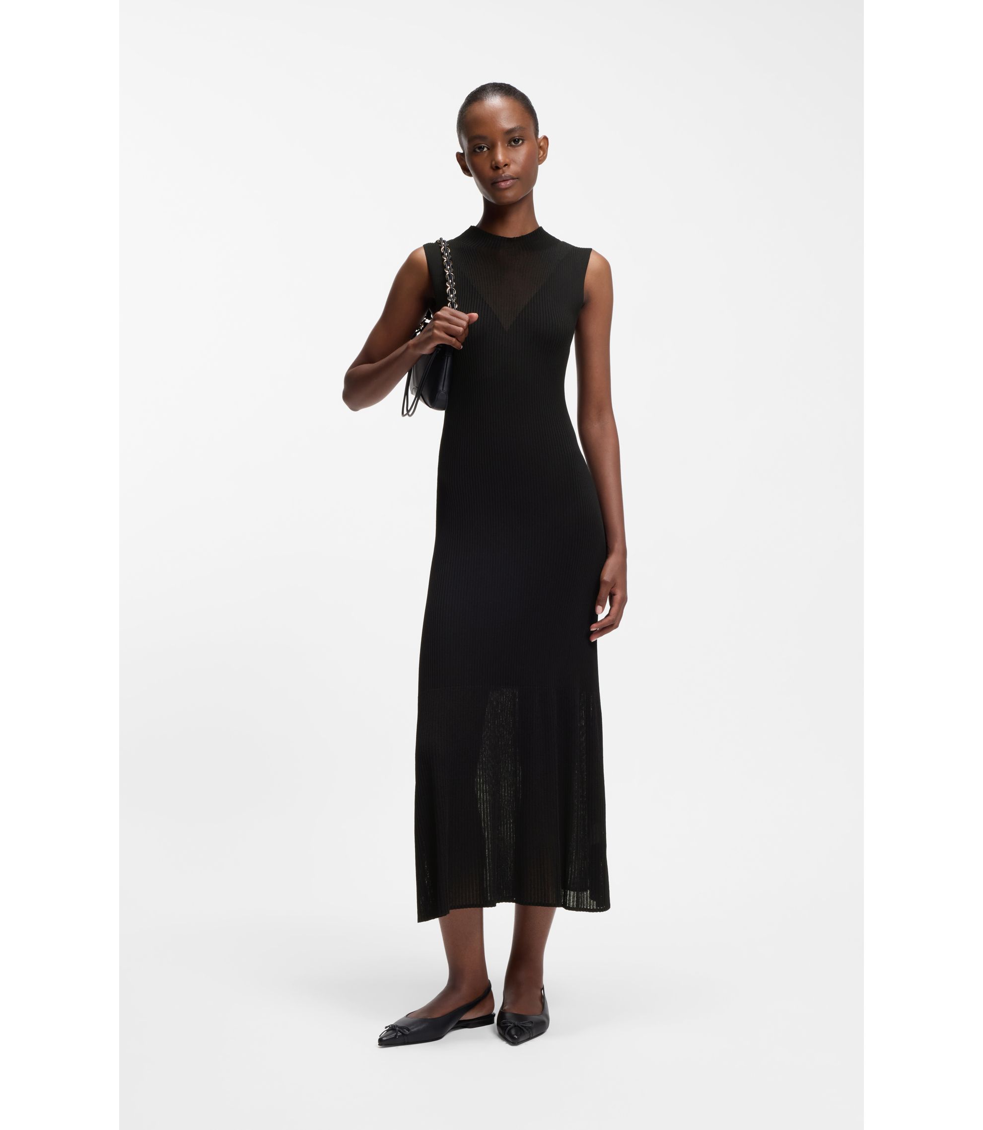 Geripptes Kleid mit Colour-Block-Effekt