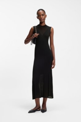 Ribbed dress with colour-blocked effect