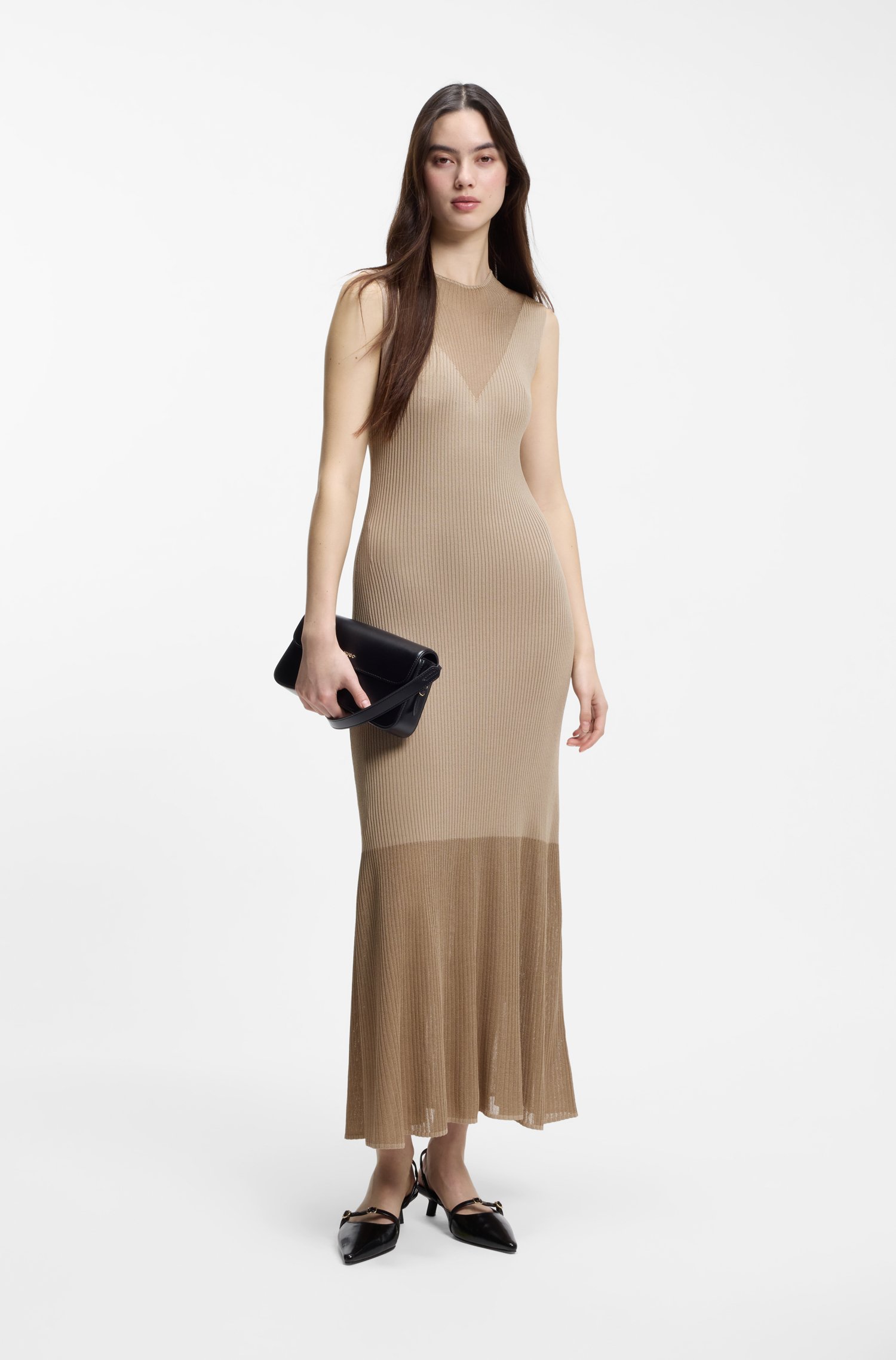 Hugo Ribbed dress with colour-blocked effect klänningar dam